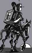 robot with Goedel machine on robot horse
