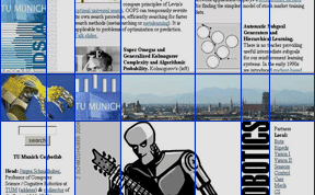 Cut-out of home page and cogbotlab page, with superimposed lines indicating recursive harmonic proportions, by Juergen Schmidhuber