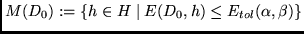 $M(D_0) := \{h \in H \mid E(D_0,h) \leq E_{tol}
(\alpha,\beta)\}$