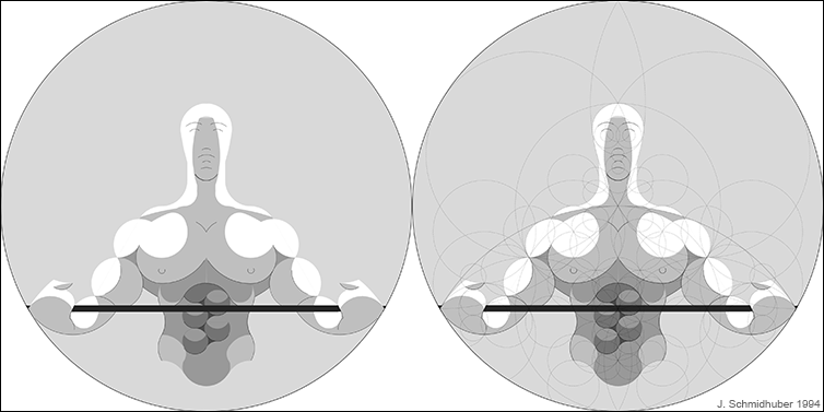Low-Complexity Art: Bodybuilder. Juergen Schmidhuber 1994