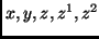 $x,y,z,z^1,z^2$