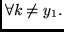 $\forall k \neq y_1.$