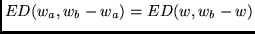 $ED(w_a,w_b-w_a)= ED(w,w_b-w)$