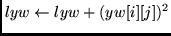 $lyw \leftarrow lyw + (yw[i][j])^2 $