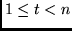 $1 \leq t < n$