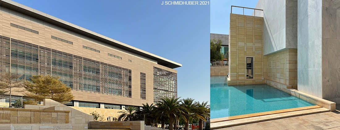 KAUST Building and Fountain. Juergen Schmidhuber 2021