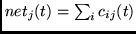$net_{j}(t)=\sum_{i}c_{ij}(t)$