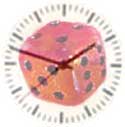 Dice clock illustrating a natural probabilistic bias towards the quickly computable things
