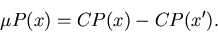 \begin{displaymath}\mu P(x) = CP(x) - CP(x').
\end{displaymath}