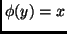 $\phi(y) = x$