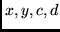 $x,y,c,d$