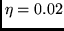 $\eta =0.02$