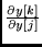 $\frac{\partial y[k]}{\partial y[j]}$