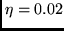 $\eta = 0.02$