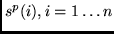 $s^p(i), i = 1 \ldots n$
