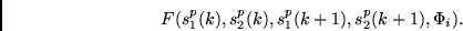 \begin{displaymath}
F (s_1^p(k), s_2^p(k), s_1^p(k+1), s_2^p(k+1), \Phi_i) .
\end{displaymath}