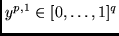 $y^{p,1} \in [0, \ldots, 1]^q$