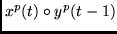 $x^p(t) \circ y^p(t-1)$