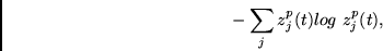 \begin{displaymath}
- \sum_j z^p_j(t)log~z^p_j(t),
\end{displaymath}