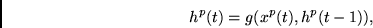 \begin{displaymath}h^p(t) = g ( x^p(t), h^p(t-1)), \end{displaymath}