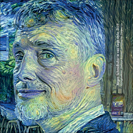 Juergen Schmidhuber painted by deepart.io in the style of van Gogh