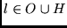 $l \in O \cup H$