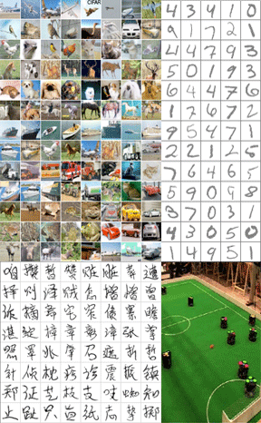 Illustrations of benchmarks and international competitions won by teams led by the teachers of the Artificial Intelligence master (image recognition, hadwriting recognition, RoboCup world championship in the fast league). AI students will learn basics of the methods that made this possible.