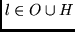 $l \in O \cup H$