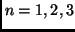 $n=1,2,3$