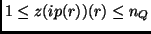 $1 \leq z(ip(r))(r) \leq n_Q$