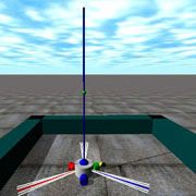 3-wheeled robot has learnt to balance two poles on top of each other