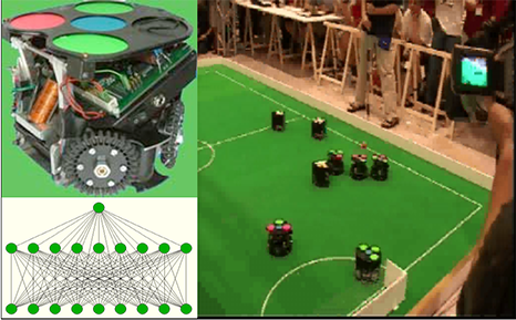 Alexander Gloye-Foerster, my former postdoc at IDSIA, led the FU-Fighters team that became robocup world champion 2004 in the fastest league (robot speed up to 5m/s). Juergen Schmidhuber