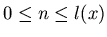 $0 \leq n \leq l(x)$