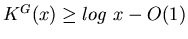 $K^G(x) \geq log~x - O(1)$