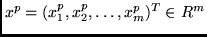 $x^p = (x^p_1, x^p_2, \ldots ,x^p_m)^T \in R^m$