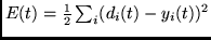 $E(t) = \frac{1}{2} \sum_i (d_i(t)-y_i(t))^2$