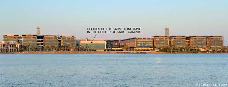 Offices of the AI Initiative in the center of KAUST Campus. Juergen Schmidhuber 2021.
