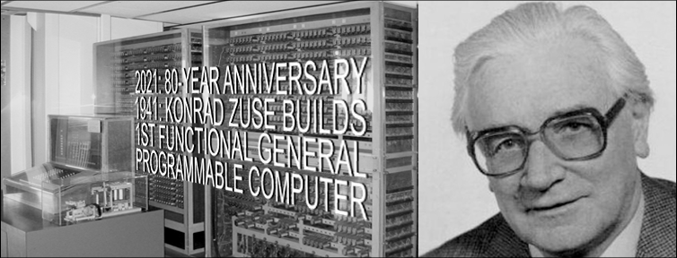 1941: Konrad Zuse baut ersten funktionierenden Allzweckrechner. Patentanmeldung 1936. Juergen Schmidhuber.
